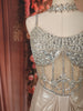 Champagne Beige Heavy Mirror and Beads Embroidered Design Shimmer Party Wear Corset Gown with Choker Dupatta
