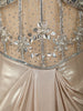Champagne Beige Heavy Mirror and Beads Embroidered Design Shimmer Party Wear Corset Gown with Choker Dupatta