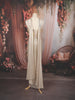 Champagne Beige Heavy Mirror and Beads Embroidered Design Shimmer Party Wear Corset Gown with Choker Dupatta