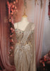 Champagne Beige Heavy Sequins Embroidered Design Sequins Ready to Wear Draped Saree with Matching Designer Corset Blouse