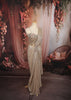 Champagne Beige Heavy Sequins Embroidered Design Sequins Ready to Wear Draped Saree with Matching Designer Corset Blouse