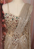 Champagne Beige Heavy Sequins Embroidered Design Sequins Ready to Wear Draped Saree with Matching Designer Corset Blouse