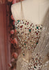 Champagne Beige Heavy Sequins Embroidered Design Sequins Ready to Wear Draped Saree with Matching Designer Corset Blouse