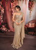 Champagne Beige Heavy Sequins Embroidered Design Sequins Ready to Wear Draped Saree with Matching Designer Corset Blouse