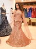 Champagne Beige Heavy Sequins and Beads Embroidered Design Net Mermaid Party Wear Lehenga