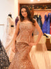 Champagne Beige Heavy Sequins and Beads Embroidered Design Net Mermaid Party Wear Lehenga