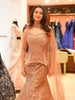 Champagne Beige Heavy Sequins and Beads Embroidered Design Net Mermaid Party Wear Lehenga