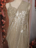 Champagne Beige Heavy Sequins and Beads Embroidered Design Sequins Ready To Wear Saree