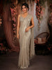 Champagne Beige Heavy Sequins and Beads Embroidered Design Sequins Ready To Wear Saree