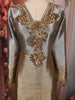 Champagne Beige Paisley Sequins and Beads Embroidered Design Tissue Silk Salwar Suit