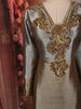 Champagne Beige Paisley Sequins and Beads Embroidered Design Tissue Silk Salwar Suit