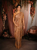 Champagne Beige Peacock Zari Woven and Stone Work Embellished Design Pure Banarasi Silk Designer Saree with Designer Border