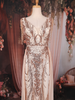 Champagne Beige Sequins Embroidered Mermaid Net Gown