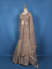 Champagne Beige Sequins Embroidered Mermaid Net Lehenga With Dupatta