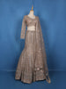 Champagne Beige Sequins Embroidered Mermaid Net Lehenga With Dupatta