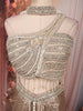 Champagne Bronze Heavy Beads Embroidered Design Sequins Party Wear Indo Western Lehenga Skirt Top with Full Beads Choker Dupatta