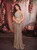 Champagne Bronze Heavy Beads Embroidered Design Sequins Party Wear Indo Western Lehenga Skirt Top with Full Beads Choker Dupatta