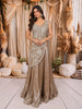 Champagne Bronze Heavy Sequins and Beads Embroidered Design Holographic Indo Western Lehenga with Draped Dupatta