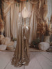 Champagne Bronze Heavy Sequins and Beads Embroidered Design Holographic Indo Western Lehenga with Draped Dupatta