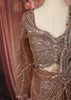 Champagne Bronze Heavy Sequins and Beads Embroidered Design Net Ready to Wear Draped Saree with Matching Designer Full Sleeve Blouse