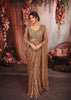 Champagne Bronze Heavy Sequins and Beads Embroidered Design Net Ready to Wear Draped Saree with Matching Designer Full Sleeve Blouse