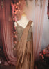 Champagne Bronze Solid Design Crepe Ready To Wear Party Saree With Matching Crystal Embellished Designer Corset Blouse