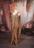 Champagne Bronze Solid Design Crepe Ready To Wear Party Saree With Matching Crystal Embellished Designer Corset Blouse