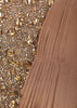 Champagne Bronze Solid Design Crepe Ready To Wear Party Saree With Matching Crystal Embellished Designer Corset Blouse