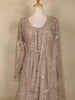 Champagne Brown Heavy Sequins and Beads Embroidered Net Gown with Dupatta