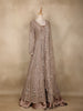 Champagne Brown Heavy Sequins and Beads Embroidered Net Gown with Dupatta