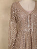 Champagne Brown Heavy Sequins and Beads Embroidered Net Gown with Dupatta
