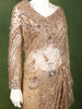 Champagne Gold All Over Floral Vine Sequins Embroidered Design Net Party Wear Saree with Matching Stitched Full Sleeve Designer Blouse