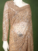 Champagne Gold All Over Heavy Sequins Embroidered Design Net Party Wear Saree with Matching Stitched Full Sleeve Designer Blouse
