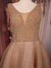 Champagne Gold Beaded Net Gown with Deep Neck