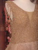 Champagne Gold Beaded Net Gown with Deep Neck