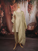 Champagne Gold Beads Embroidered Design Tissue Silk Straight Cut Salwar Suit with Matching Dupatta