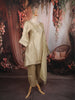 Champagne Gold Beads Embroidered Design Tissue Silk Straight Cut Salwar Suit with Matching Dupatta