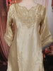 Champagne Gold Beads Embroidered Design Tissue Silk Straight Cut Salwar Suit with Matching Dupatta