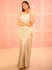 Champagne Gold Beige Horizontal Beads Embroidered Design Holographic Fancy Lehenga with Draped Dupatta