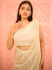 Champagne Gold Beige Horizontal Beads Embroidered Design Holographic Fancy Lehenga with Draped Dupatta