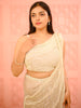 Champagne Gold Beige Horizontal Beads Embroidered Design Holographic Fancy Lehenga with Draped Dupatta
