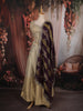 Champagne Gold Floral Beads and Mirror Embroidered Design Tissue Silk Lehenga with Contrast Stripes Dupatta