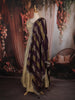 Champagne Gold Floral Beads and Mirror Embroidered Design Tissue Silk Lehenga with Contrast Stripes Dupatta