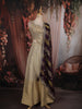 Champagne Gold Floral Beads and Mirror Embroidered Design Tissue Silk Lehenga with Contrast Stripes Dupatta