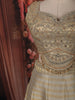 Champagne Gold Floral Beads and Mirror Embroidered Design Tissue Silk Lehenga with Contrast Stripes Dupatta