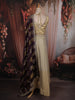 Champagne Gold Floral Beads and Mirror Embroidered Design Tissue Silk Lehenga with Contrast Stripes Dupatta