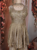 Champagne Gold Floral Sequins Embroidered Design Tissue Peplum Palazzo Suit with Dupatta