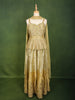 Champagne Gold Floral Sequins and Beads Embroidered Design Organza Fancy Wear Peplum Palazzo Suit  with Matching Choker Dupatta