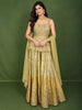 Champagne Gold Floral Sequins and Beads Embroidered Design Organza Fancy Wear Peplum Palazzo Suit  with Matching Choker Dupatta