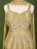 Champagne Gold Floral Sequins and Beads Embroidered Design Organza Fancy Wear Peplum Palazzo Suit  with Matching Choker Dupatta